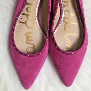 Hot Pink Suede Pointed Toe Sam Edelman Flats 7.5